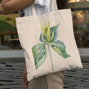 Longbract Wakerobin Vintage Watercolor Floral Print Graphic Canvas Tote Bag